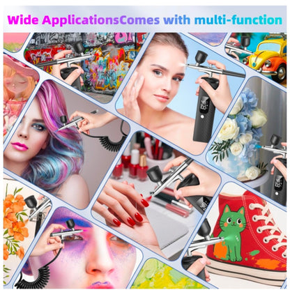 Airbrush Kit 48PSI Compressor Non-Clogging 6000mAh rechargeable Makeup, Cake Decorating, Make-Up