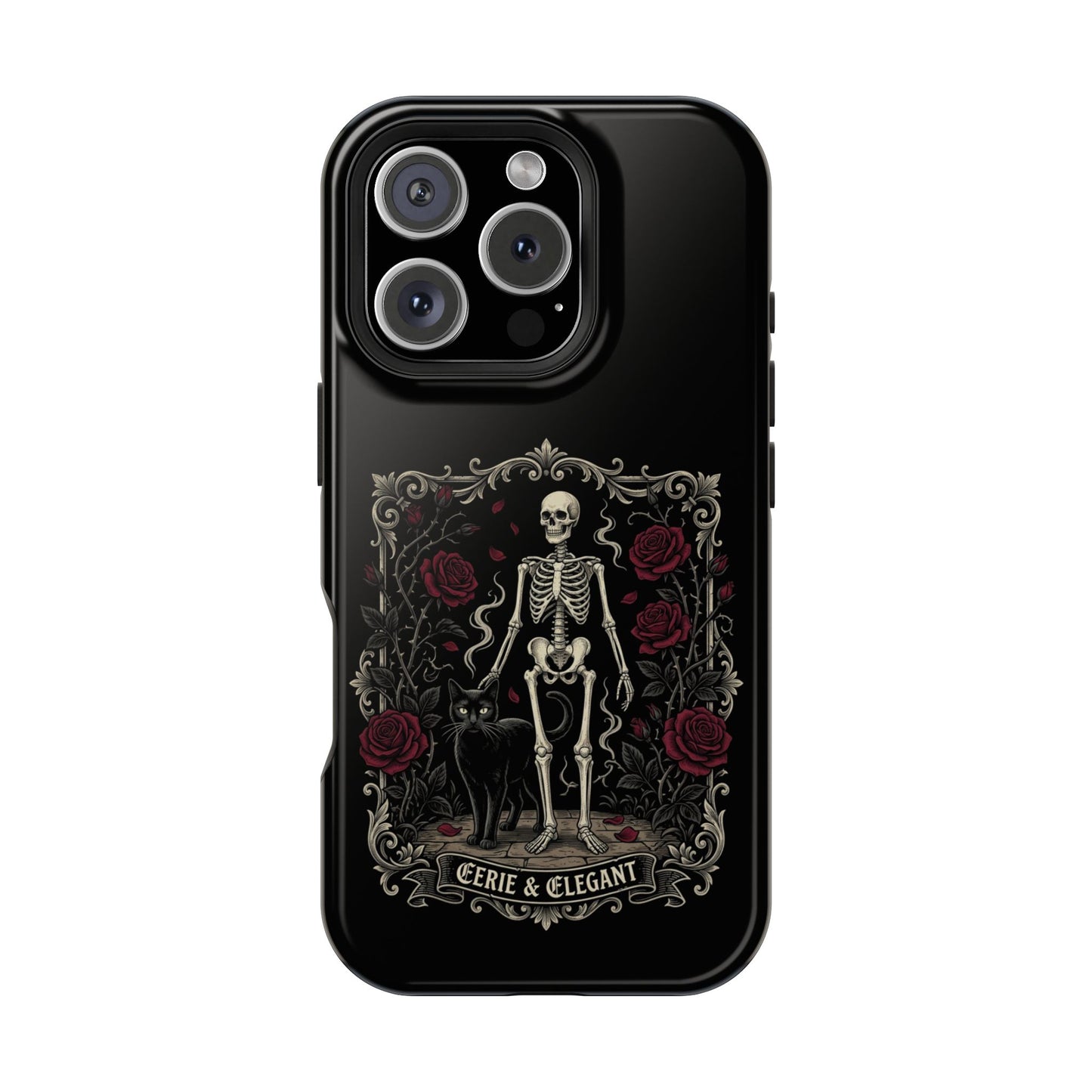 Eerie & Elegant Skeleton Phone Case — Magnetic Impact-Resistant