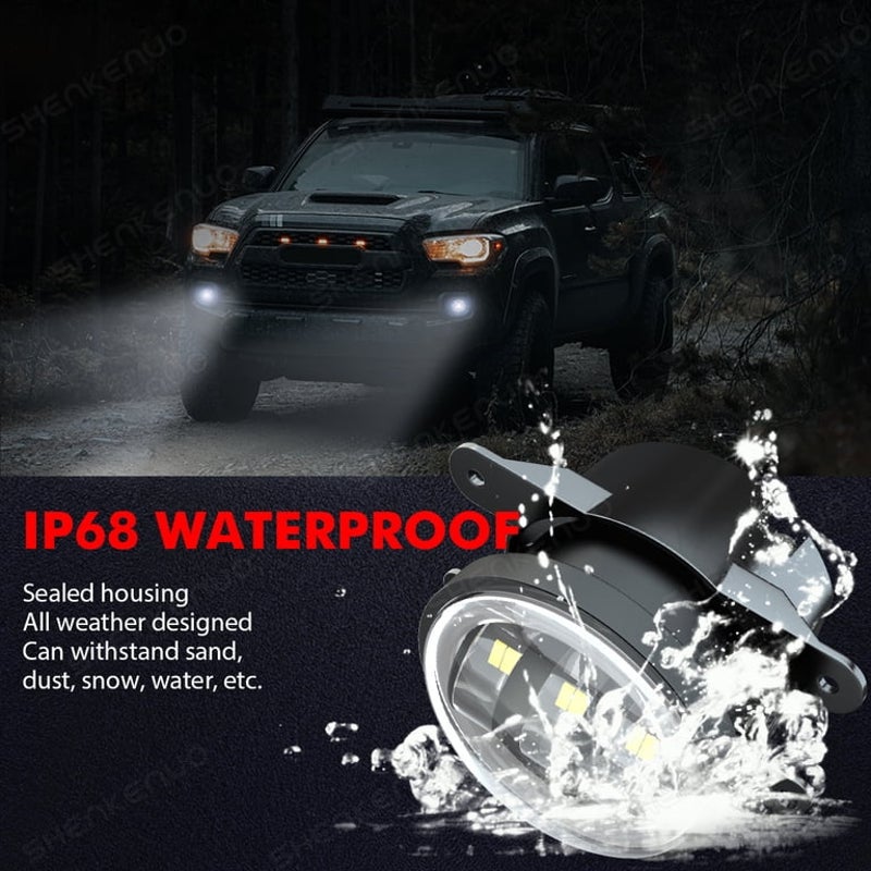 4" Inch Round LED Fog Driving Lamps For Jeep Wrangler unlimited JK 4 Door 07~15
