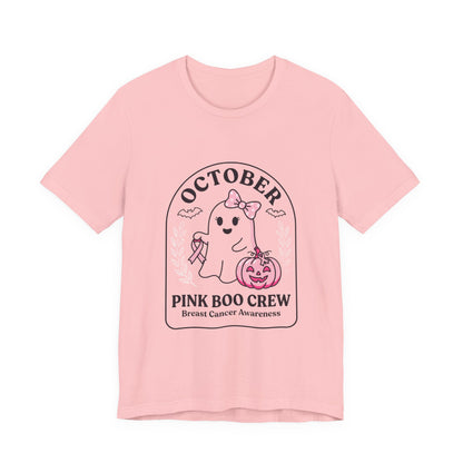Pink Boo Crew Ghost Tee | Breast Cancer Awareness Ribbon, October Pink