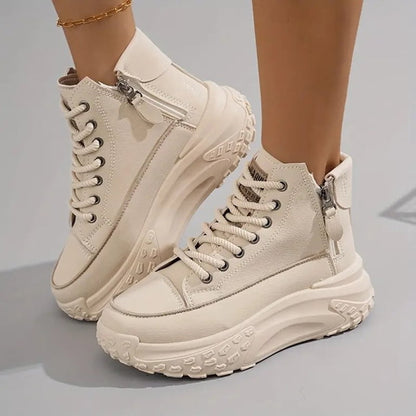 Women's Size 8 Chunky High Top Fashion Sneakers w/ Side Zipper Casual Platforms