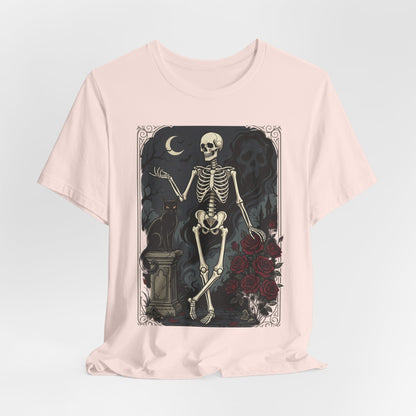 Skeleton Vintage Tarot Tee – Retro Gothic Skull Shirt