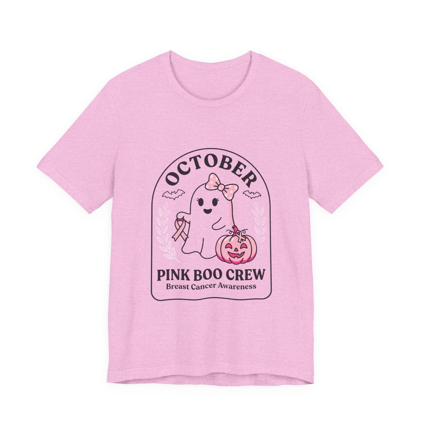 Pink Boo Crew Ghost Tee | Breast Cancer Awareness Ribbon, October Pink