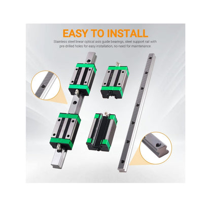 2 Steel Linear Guide Rail kit HGR25-500mm Slide Rails w/ 4 Linear Blocks Bearing
