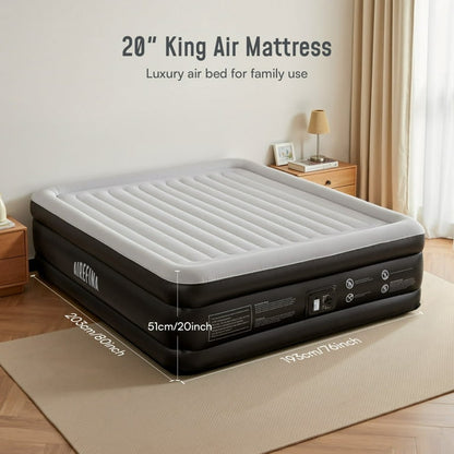 Airefina 20" King Size Air Mattress with Built-in Pump, Quick Self-Inflation/Deflation in 3 Mins