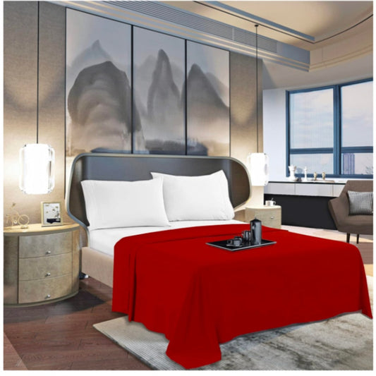 Red Twin Flat Sheet - Hotel Luxury 1800 Premier Cooling Bedding Twin/Twin XL