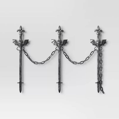 3 Foot Bat Chain Yard Fence Stakes Outdoor Halloween Decorative Prop
