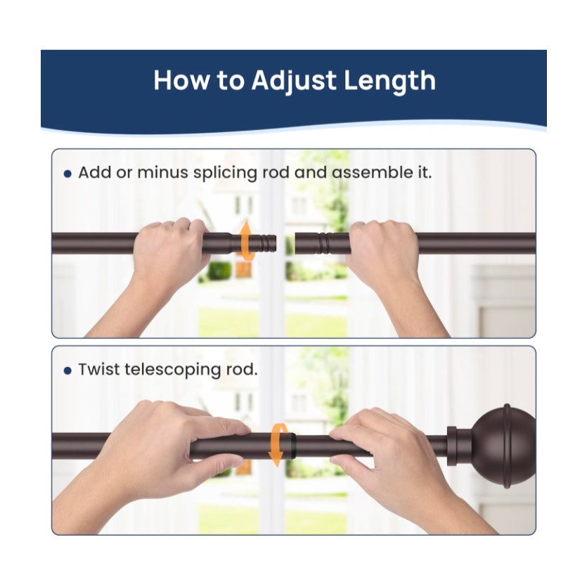 Bronze Curtain Rod for Window Adjustable from 27-65 inches