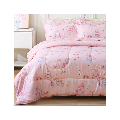 Viviland Kids Full Soft Bedding Sets for Girls Pink Unicorn