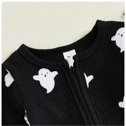 Newborn Baby Halloween Footies Zipper Footed Romper One Piece Jumpsuit with Hat