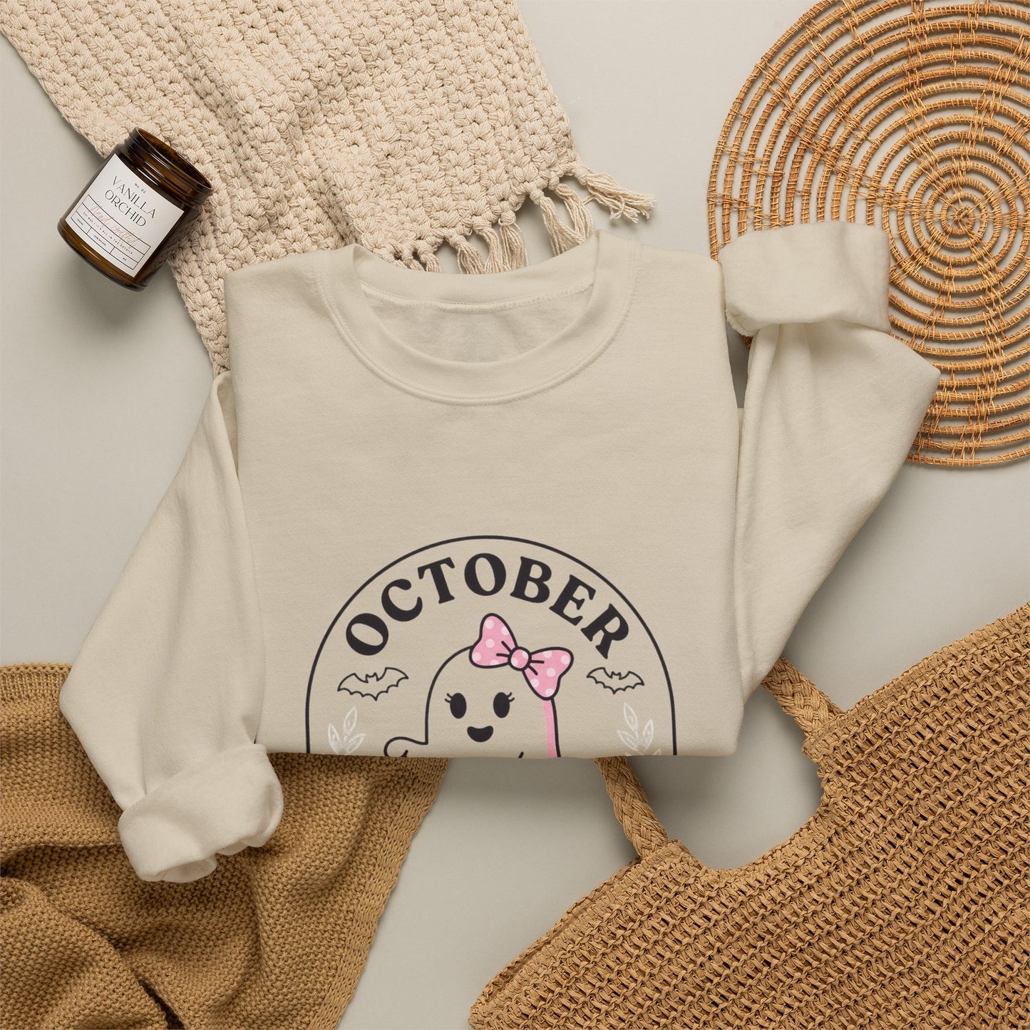 Pink Boo Crew Breast Cancer Awareness Sweatshirt | October Ribbon