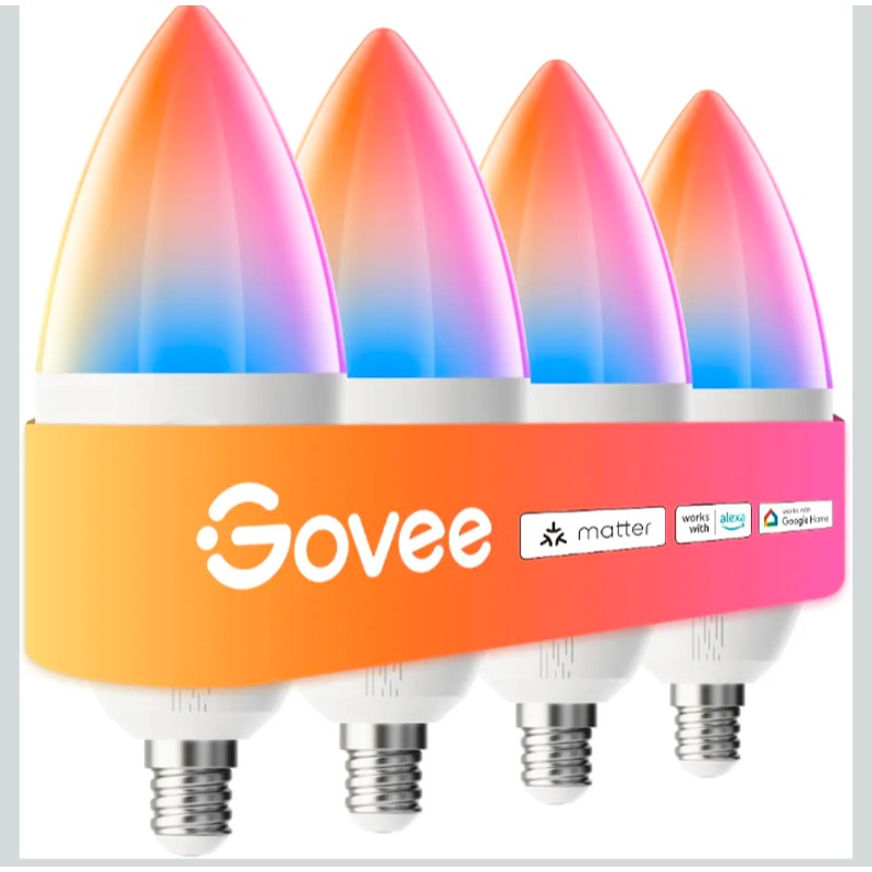Govee E12 Smart Led Bulb Color Changing Candelabra Bulbs 450 LM, 80 CRI, 4 Pack