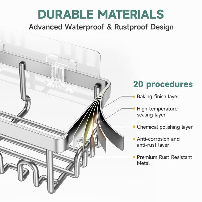 Shower Caddy 6 Count, Large Capacity Bathroom Organizers & Storage Satin Nickel