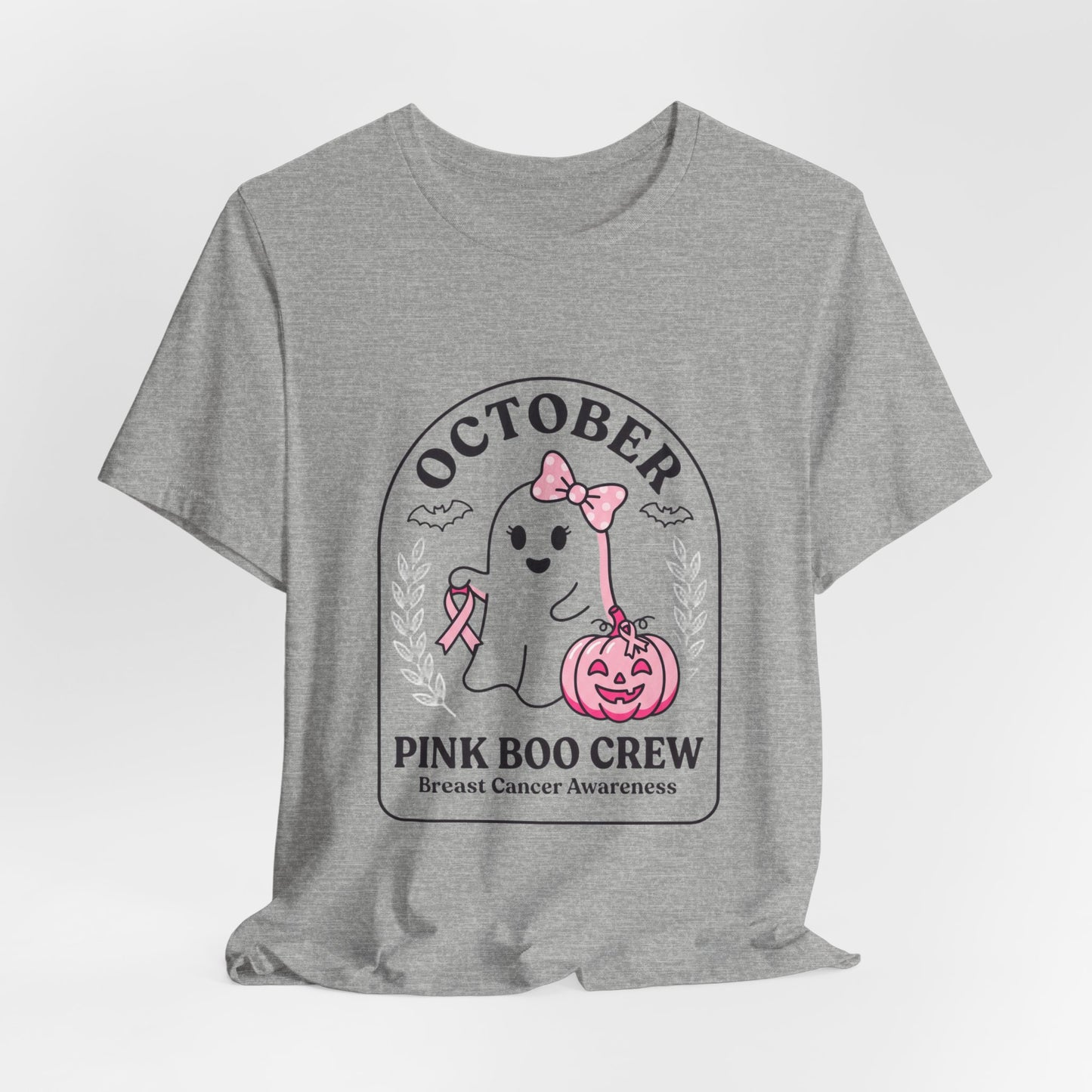 Pink Boo Crew Ghost Tee | Breast Cancer Awareness Ribbon, October Pink