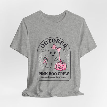 Pink Boo Crew Ghost Tee | Breast Cancer Awareness Ribbon, October Pink