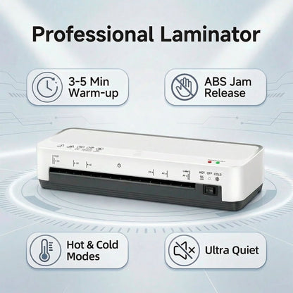 Laminator Machine, A4 Laminators Hot & Cold w/ 15 Laminating Sheets and Trimmer