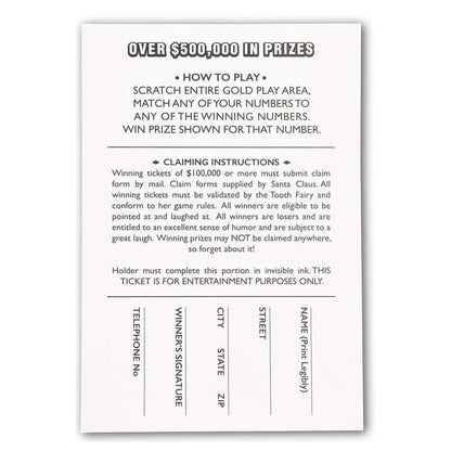 Gag Gift Fake Winning Tickets 3 Card Set