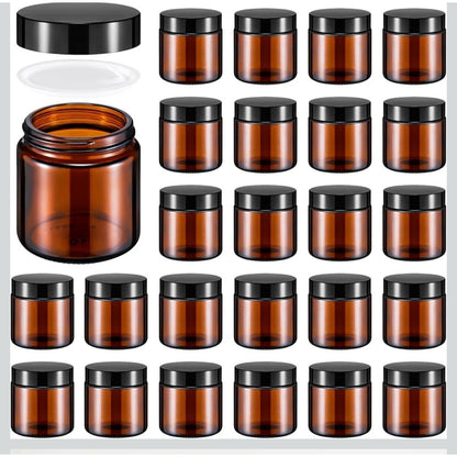 24 Pcs 4 oz Amber Colored Glass Jars with Lids - NEW