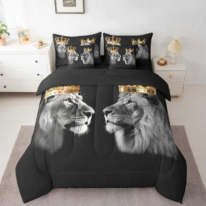 Castle Fairy Wild Lion Reversible Comforter Set 7 Piece King Size