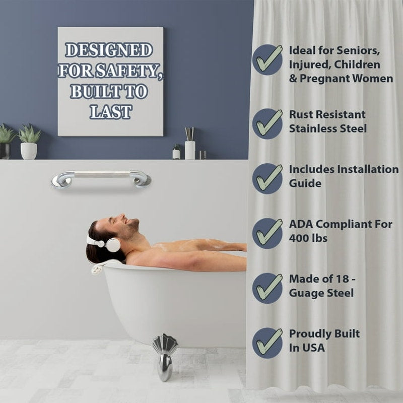 1.5" Dia Bathroom Safety Grab Bar ADA Handrail Shower 304 Stainless Steel Set of 2