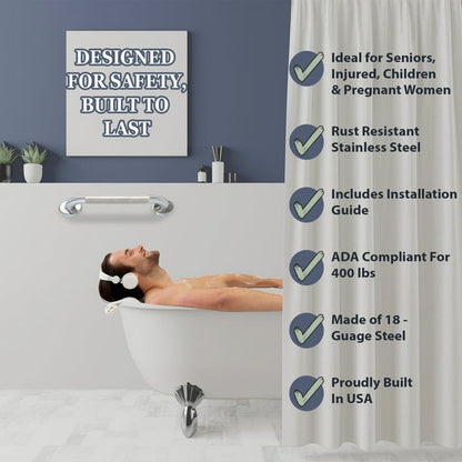 1.5" Dia Bathroom Safety Grab Bar ADA Handrail Shower 304 Stainless Steel Set of 2