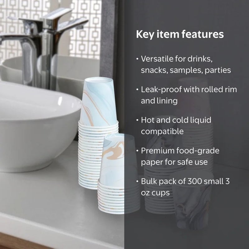 Disposable Small Cups, 3 oz, 300 Count