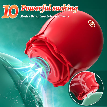 Silicone 2 in 1 Rose Adult Toy for Women 10 Vibration & Suction Clitioral Sucker