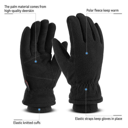 Winter Gloves -30°F Cold Proof Deerskin Suede Leather Insulated Size L