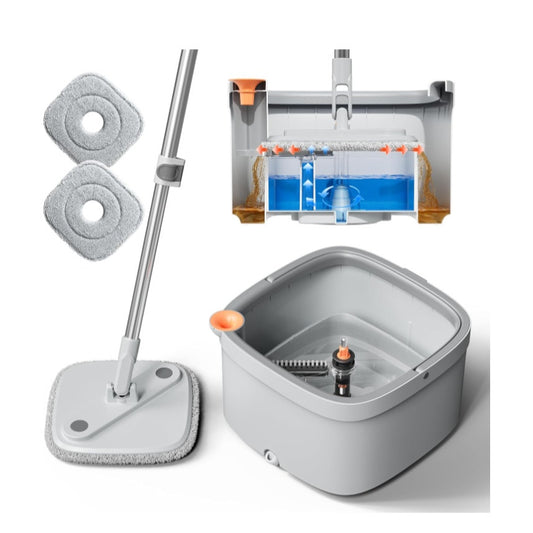 Spin Mop and Bucket Set with Self Separation Dirty and Clean Water System