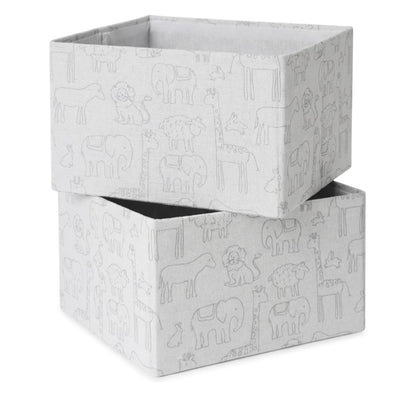 Infant Baby Room Grey Zoo Animal Decorative Storage Bins Organizer Set of 2
