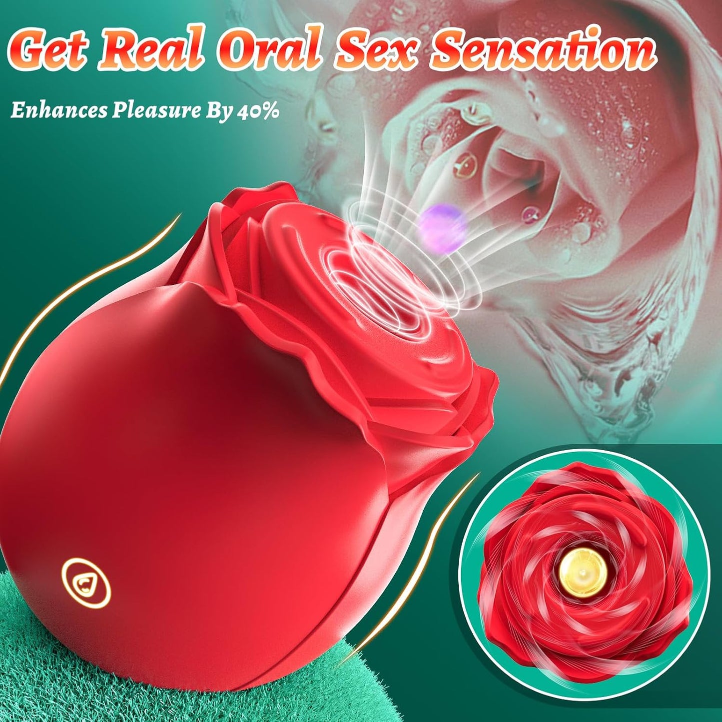 Silicone 2 in 1 Rose Adult Toy for Women 10 Vibration & Suction Clitioral Sucker