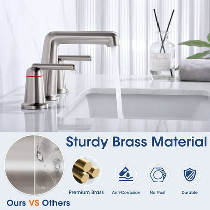 Brushed Nickel Bathroom Faucet 2 Handle Widespread Bathroom Sink