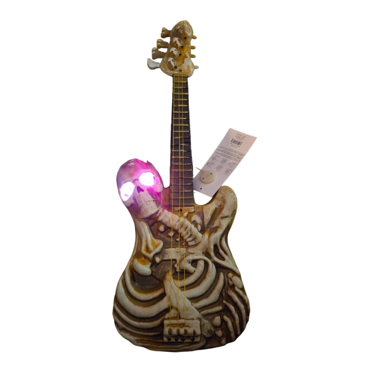 2 Ft. Light-Up Ukulele-Shaped Plastic Skeleton Halloween Decoration