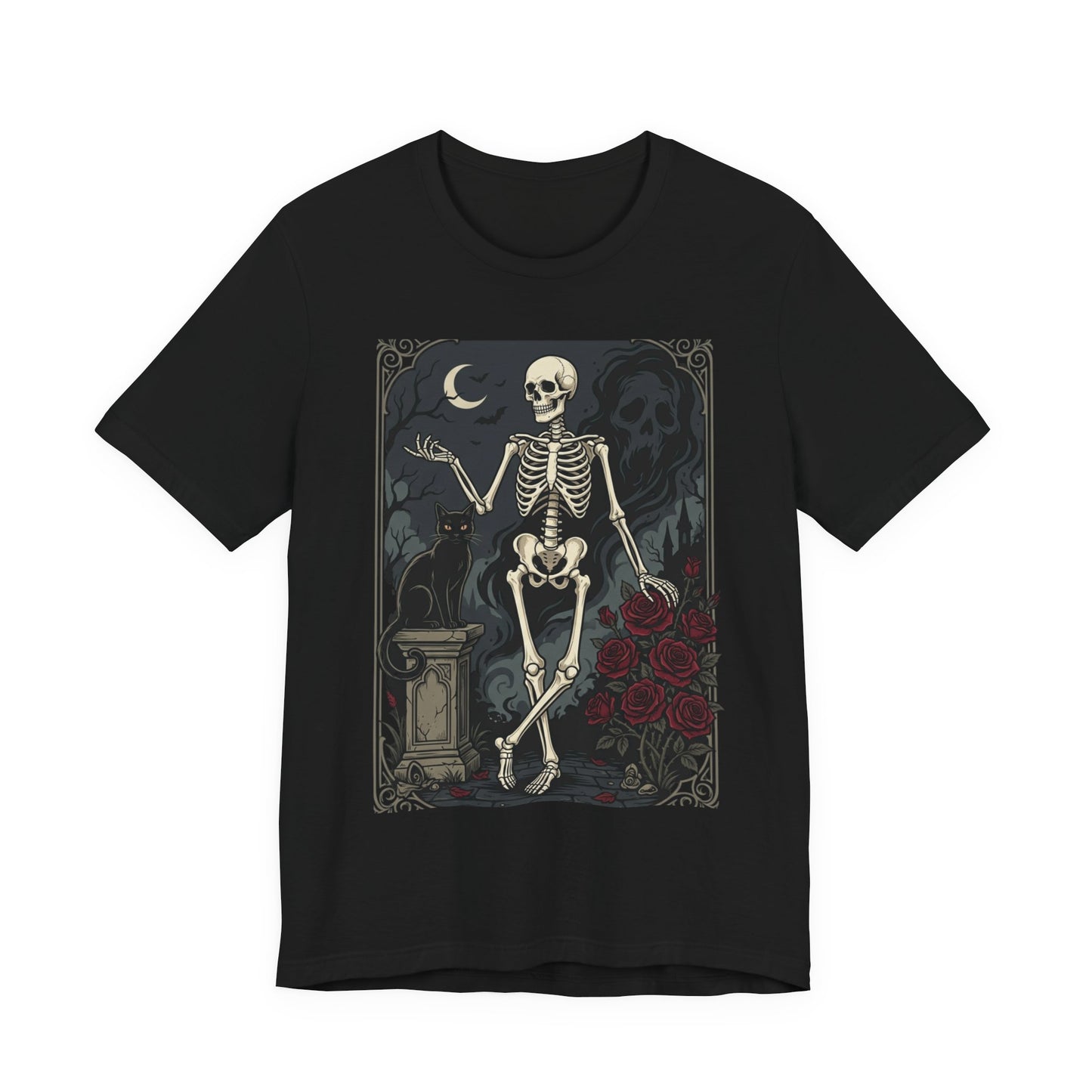 Skeleton Vintage Tarot Tee – Retro Gothic Skull Shirt