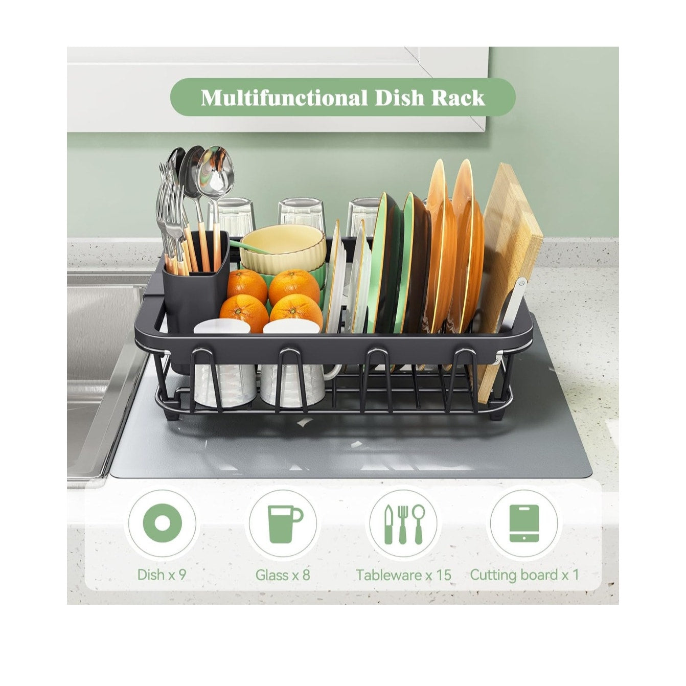 New Expandable Dish Drying Rack - Black