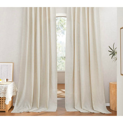 Natural Off-White Linen Curtains w/ Grommets 55"x110" 2 Panel Set