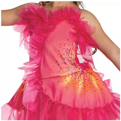 NBCUniversal Girls' S 4-6x Wicked the Musical Glinda Upland Oz Dust Deluxe Costume Dress Pink