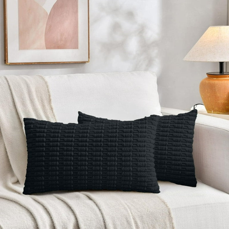 Black Throw Pillow Covers 20x12 inch Set of 2