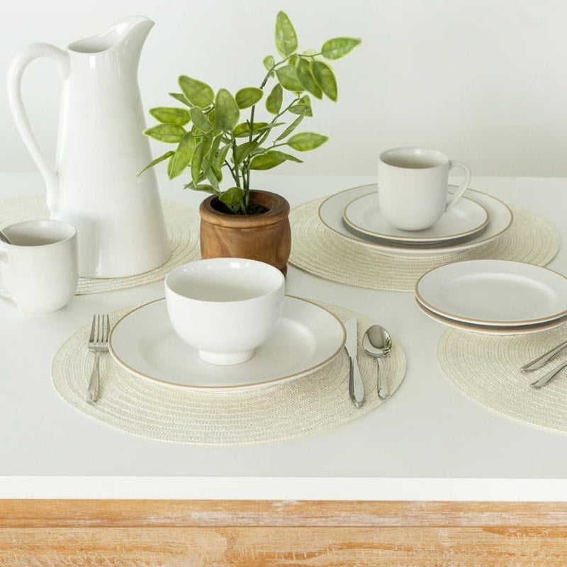 Polyester Round Table Placemat Vanilla 15" Set of 4