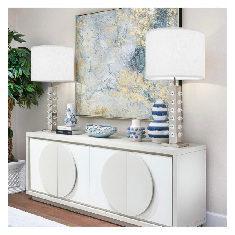 2 Pure Natural White Linen Drum Lamp Shades