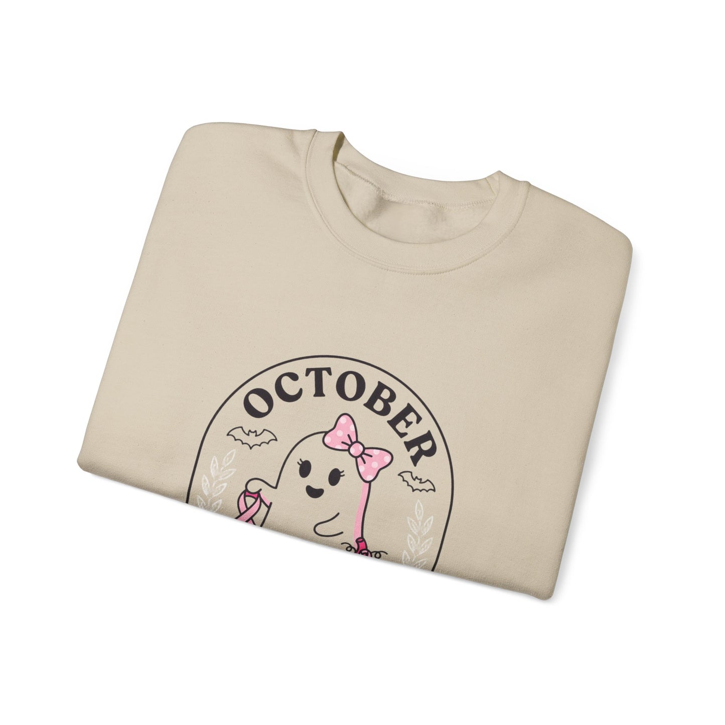 Pink Boo Crew Breast Cancer Awareness Sweatshirt | October Ribbon