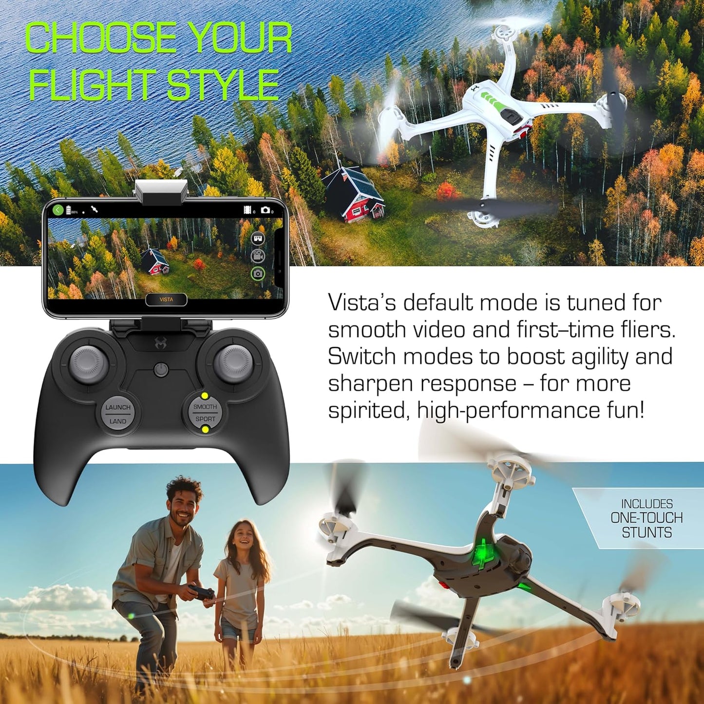 Sky Viper Vista HD Video RC Drone Stream & Record Optical Flow