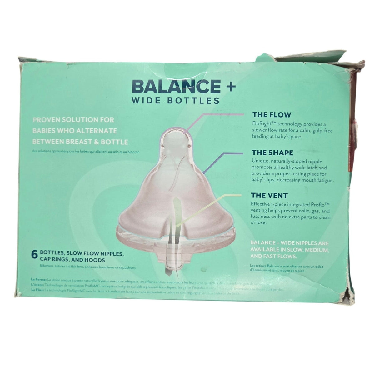 Set of 6 Evenflo Feeding Premium Proflo Venting Balance Plus Wide Baby Bottles