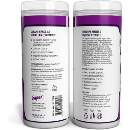 Wipex Natural Fitness Equipment Wipes Lavender & Vinegar 3 Cans of 50 Wipes