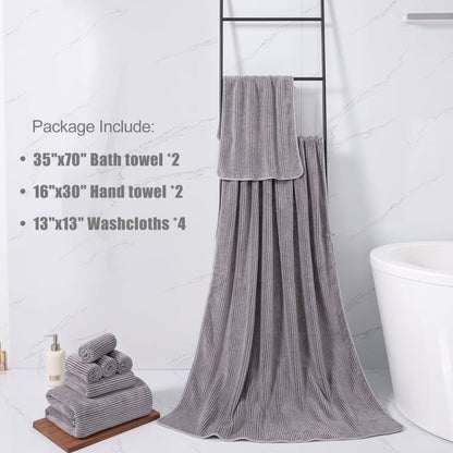 Dark Gray 8 Piece Oversized Microfiber Extra Large Bath Towel Set Bath Sheet