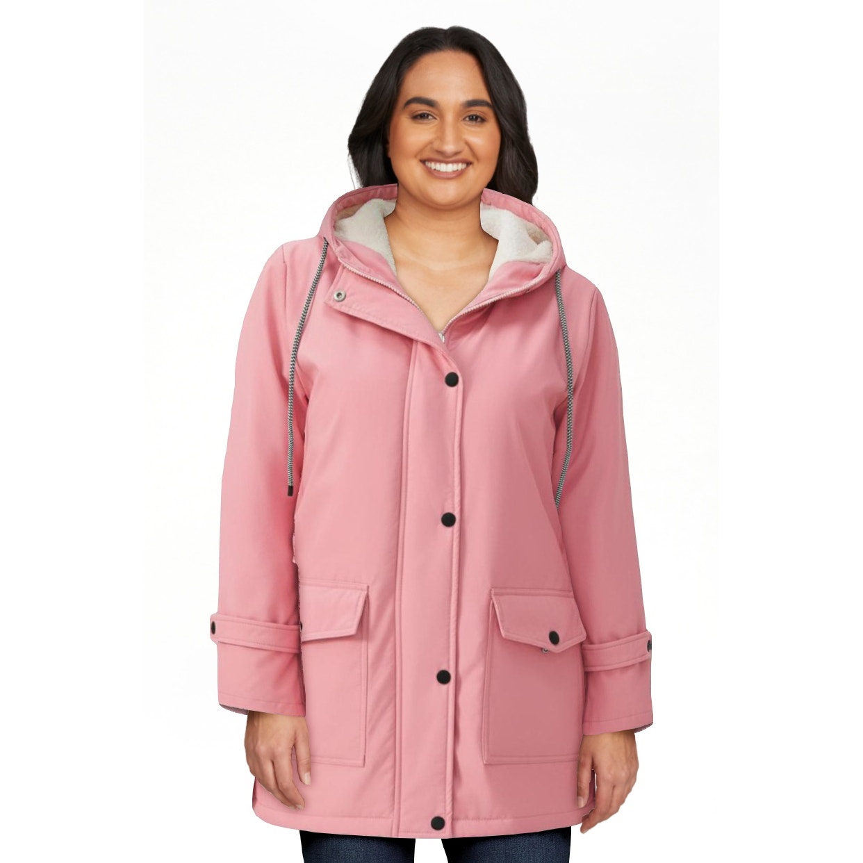 Women's Pink Winter Fleece Sherpa Coat Size L Large