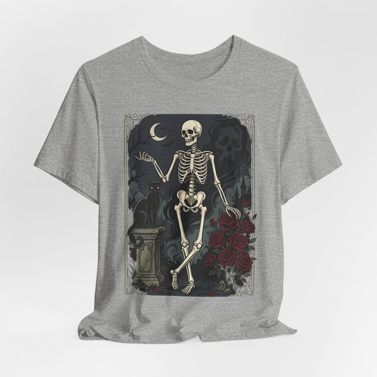 Skeleton Vintage Tarot Tee – Retro Gothic Skull Shirt