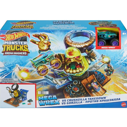 New Hot Wheels Monster Trucks Arena Smashers Mega-Wrex vs Crushzilla Takedown