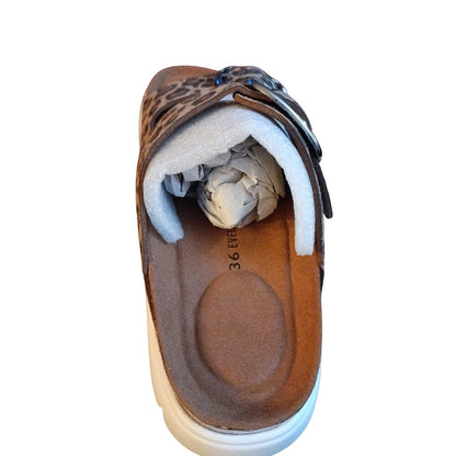 Jazmin Brown Leopard Platform Sandals Women's Size 6
