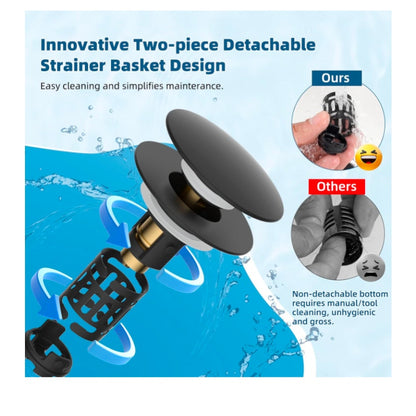 Hibbent 2 Pack Upgraded 3 in 1 Bathroom Sink Drain Strainer
